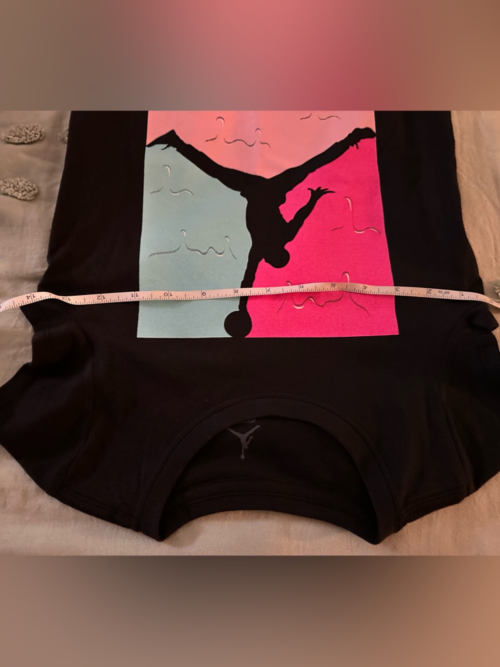 Jordan Black Tee with Pink and Teal Drip Jumpman | Size 10-12 Youth Girls NWT 🏷️ - Picture 7 of 11
